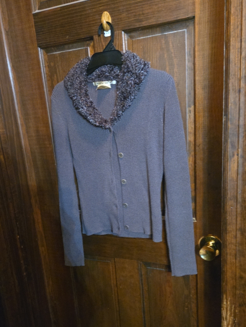 Max Studio Button-Front Shawl-Collar Cardigan in Dusty Grey